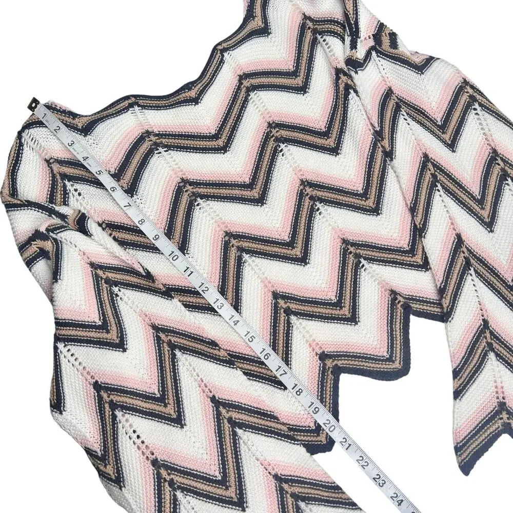 Audrey Parks | Women | Chevron Cropped Pointelle Crochet Knit Sweater | large